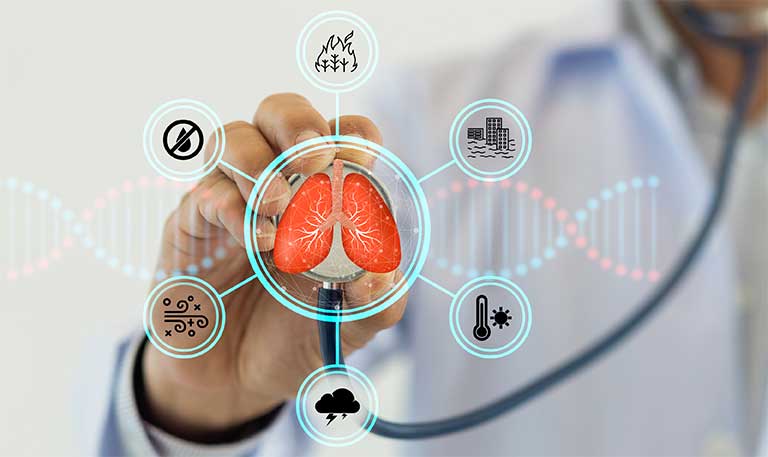 Concept photo of lung health being affected by environmental factors