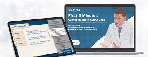 Screenshots of the COPD modules on a laptop and a tablet