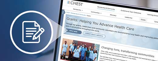 Image of the grants applications webpage for CHEST