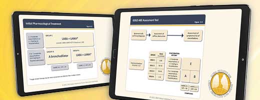 Two tablets displaying infographics about COPD