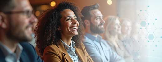 A group of smiling attendees