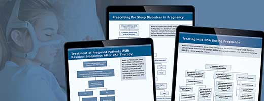 Three Obstructive Sleep Apnea in Pregnancy infographics displayed on tablet screens