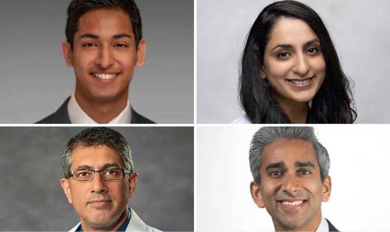 Headshots of Farhan Mithani, MD; Malvika Kaul, MD; Sunjay Devarajan, MD; Nauman Chaudary, MD 