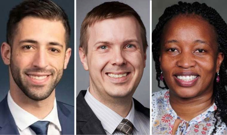 Headshots of Zack Greenstein, DO; Brett Bade, MD; Stella Ogake, MD, FCCP